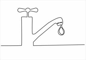 continuous line of water faucet vector