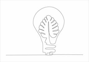 continuous line of leaves inside the lamp vector