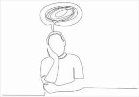 continuous line of thinking man vector