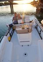 couple in love  have romantic time on boat photo