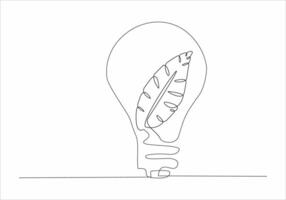 continuous line of leaves inside the lamp vector