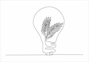 continuous line of leaves inside the lamp vector