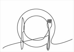 logotipo de cocina arte de línea continua vector