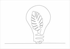 continuous line of leaves inside the lamp vector