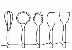 kitchen logo continuous line art vector