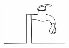 continuous line of water faucet vector