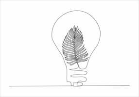 continuous line of leaves inside the lamp vector