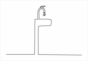 continuous line of water faucet vector