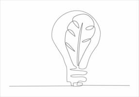 continuous line of leaves inside the lamp vector