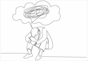 continuous line of thinking man vector