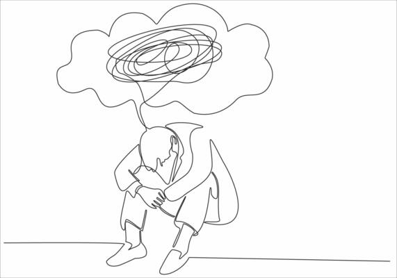 continuous line of thinking man