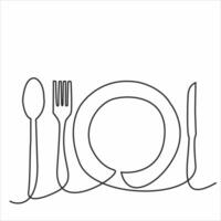 logotipo de cocina arte de línea continua vector