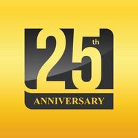 plantilla de celebración de aniversario de 25 años negro vector