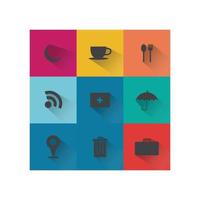 Set of web icons in modern flat long shadow design vector