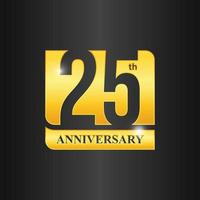 plantilla de celebración de aniversario de 25 años de oro vector