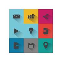 Set of web icons in modern flat long shadow design vector