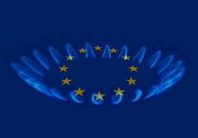 European Union and gas crisis - EU flag over a gas stove photo