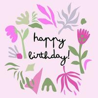 Floral frame in a beautiful style. Luxury botanical happy birthday template. vector