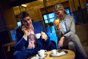 business couple take drink after work photo