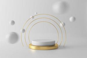 Abstract minimal scene white and gold podium , design for cosmetic or product display podium 3d render photo