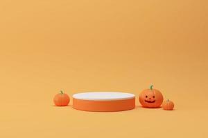 Abstract minimal for halloween podium pumpkin, design for Product and Package display 3d rendering. photo