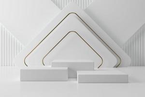 Abstract minimal scene white and gold podium , design for cosmetic or product display podium 3d render photo