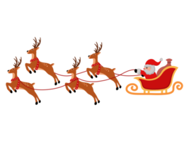 Christmas with Santa Claus and Reindeer Flying png