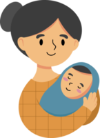 Mothers day illustration. Mother holding baby png