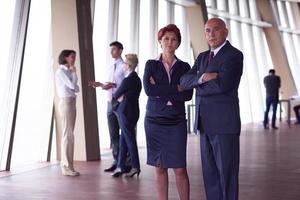 diverse business people group with redhair  woman in front photo