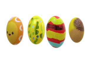 Set of realistic eggs on white background. 3D rendering illustration. png