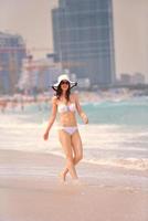 happy woman enjoy summer vacation photo