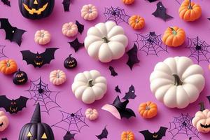 3d illustration seamless pattern of halloween decoration on light background photo