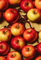 3d illustration seamless pattern of red apples in a top view photo