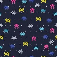 Pixel Monster Pattern vector