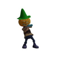 citrouille monstre pose halloween png