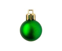 Green Christmas ball isolated on white background photo