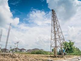 pile driver at construction site photo