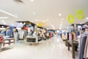 Abstract blur clothing boutique display interior of shopping mall background photo