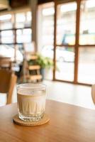 dirty coffee glass in coffee shop photo