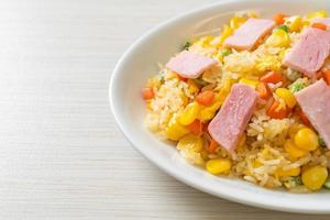 fried rice with ham and mixed vegetable photo