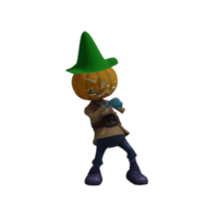 pose de monstruo de calabaza halloween png