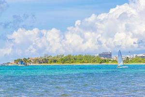 Tropical mexican beach clear turquoise water Playa del Carmen Mexico. photo