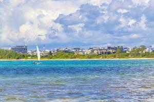 Tropical mexican beach clear turquoise water Playa del Carmen Mexico. photo