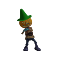 pose de monstruo de calabaza halloween png