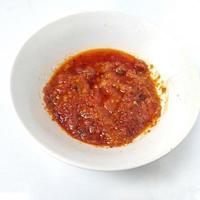 fried chili sauce isolated on a white background photo