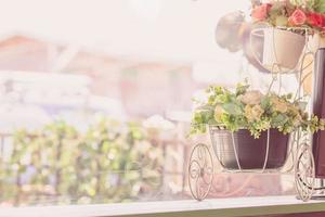 vintage style flowers made with color pastel in soft color and blur style blank for design background photo