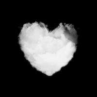 cloud shape heart isolated on black background clipping path included photo