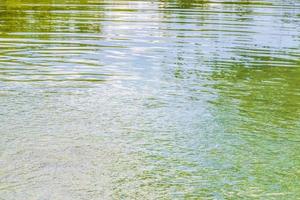 Beautiful Cenote cave with river turquoise blue water texture Mexico. photo