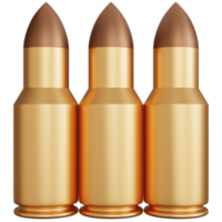 3d rendering three gun bullets isolated png