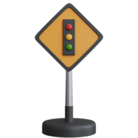 3d rendering traffic light sign with pole isolated png